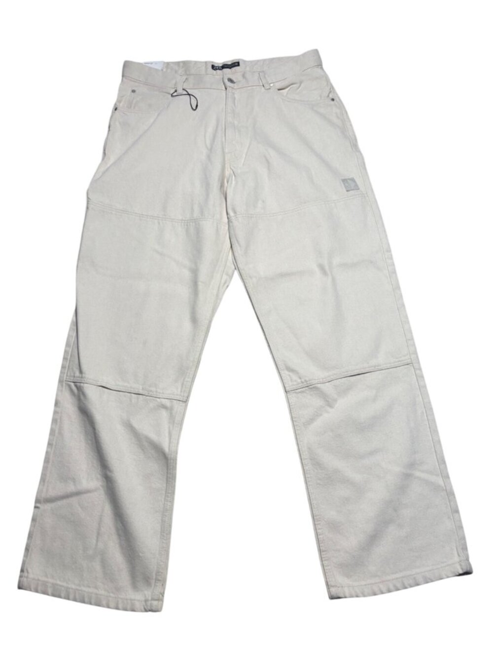 Zara Straight Fit Cream Cotton Jeans Baggy Womens Size 34